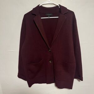 Ann Taylor Deep Burgundy Knit Jacket